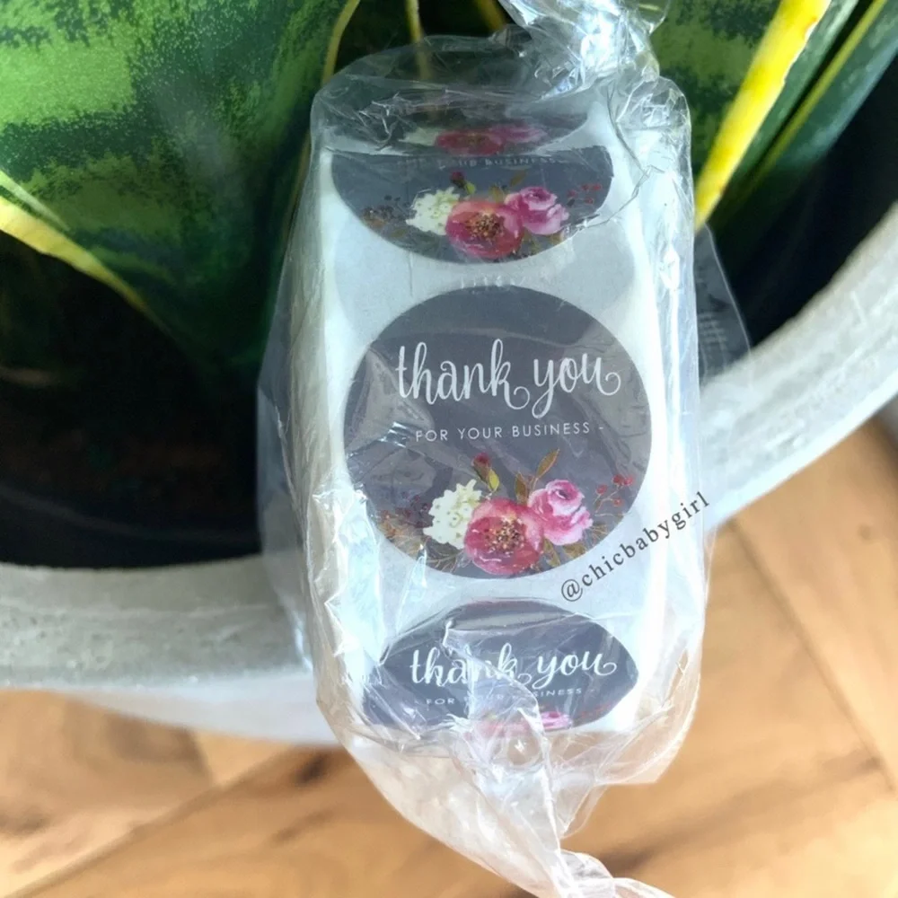 Floral Thank You For Your Business 500 Stickers